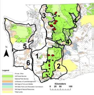 CCAA management zones for fishers in Washington