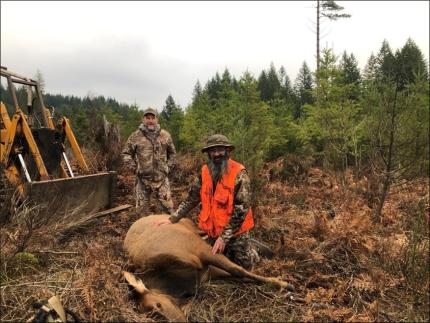 Successful master hunter with a hoof-diseased elk.
