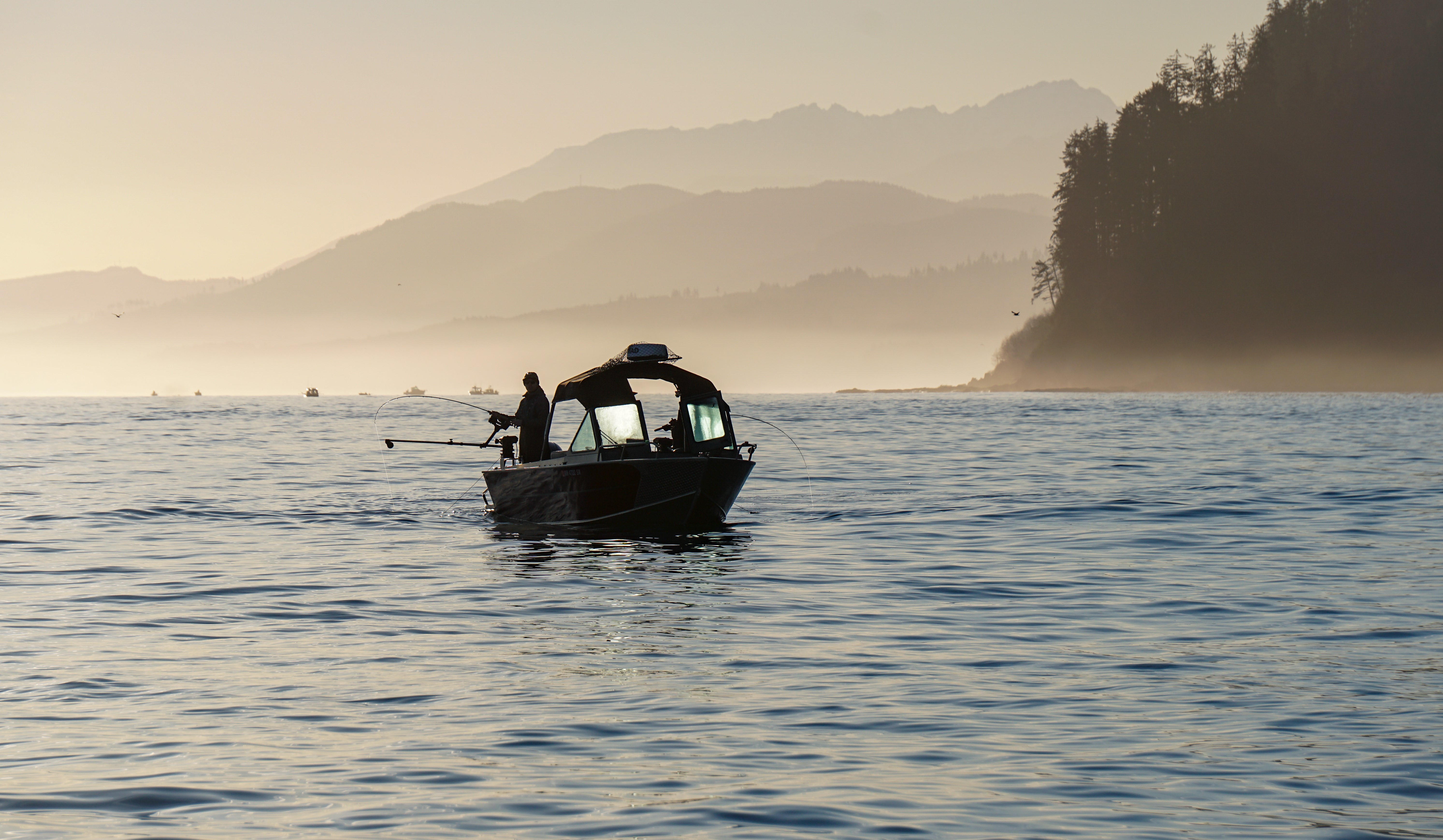Anglers fish for Chinook salmon the western Strait of Juan de Fuca.