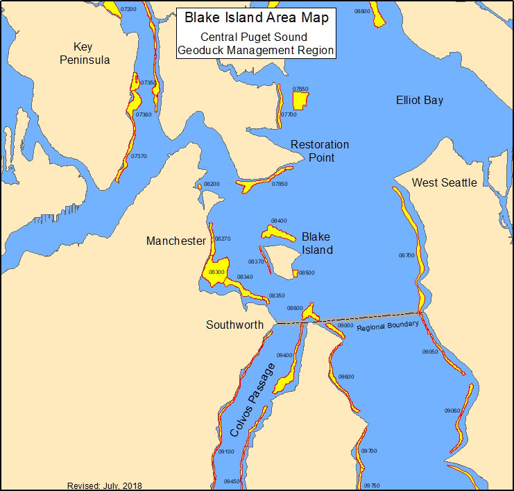 Geoduck tracts within the Blake Island area