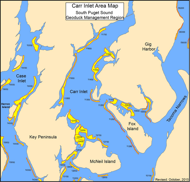 Geoduck tracts within the Carr Inlet area