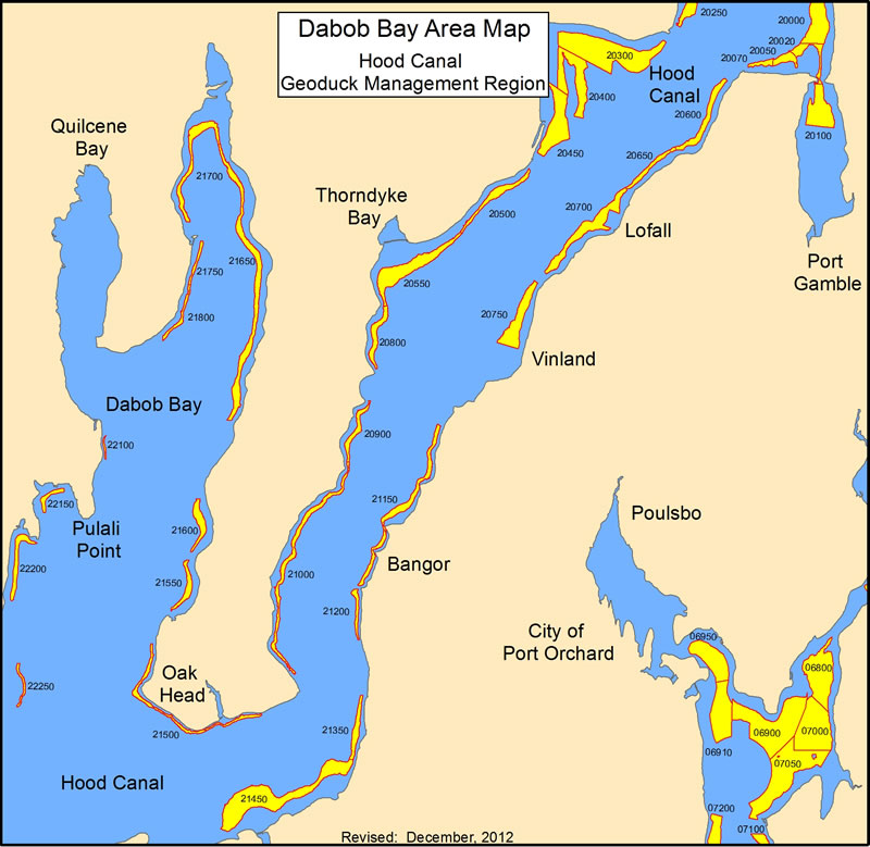 Geoduck tracts within the Dabob Bay area