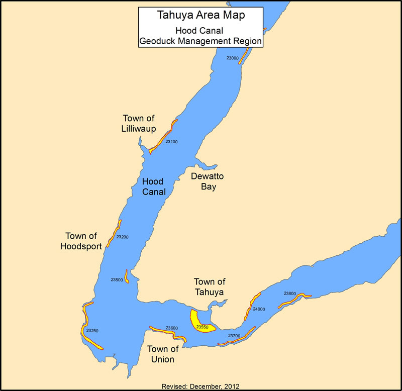 Geoduck tracts located within the Tahuya area