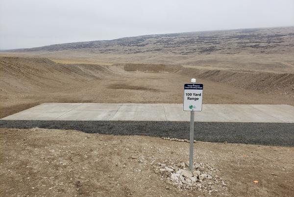 Target shooting range in Eastern WA with long range sign