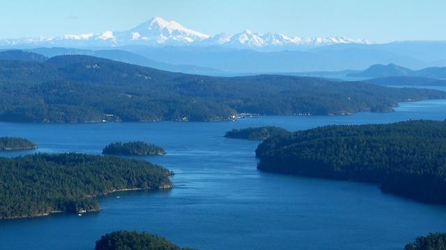 Puget Sound with the Cascade mountains in the distance