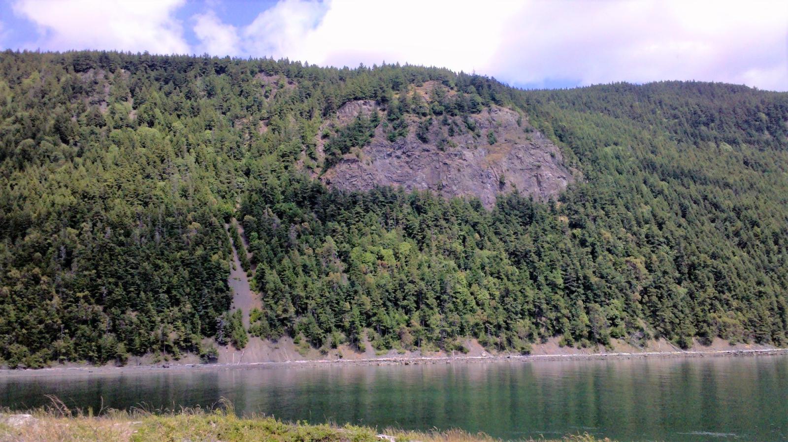 Falcon nesting cliffs at Lummi Island Wildlife Area Unit.