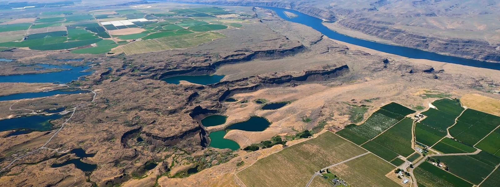 Aerial view of landscape in central Washington