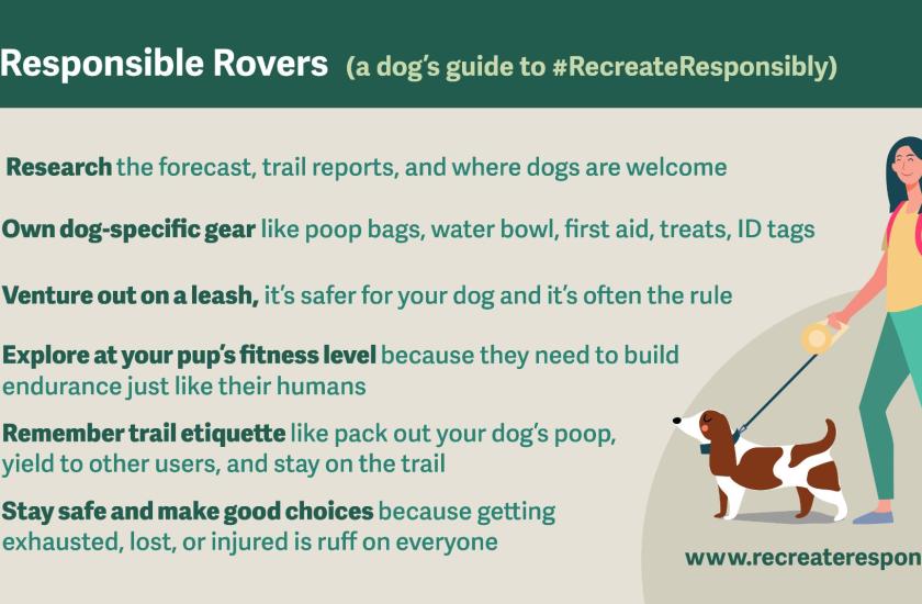Tips for recreating with dogs can be found at recreateresponsibly.org