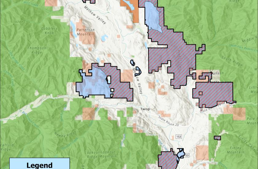 Map of proposed winter closure areas in the Methow Wildlife Area