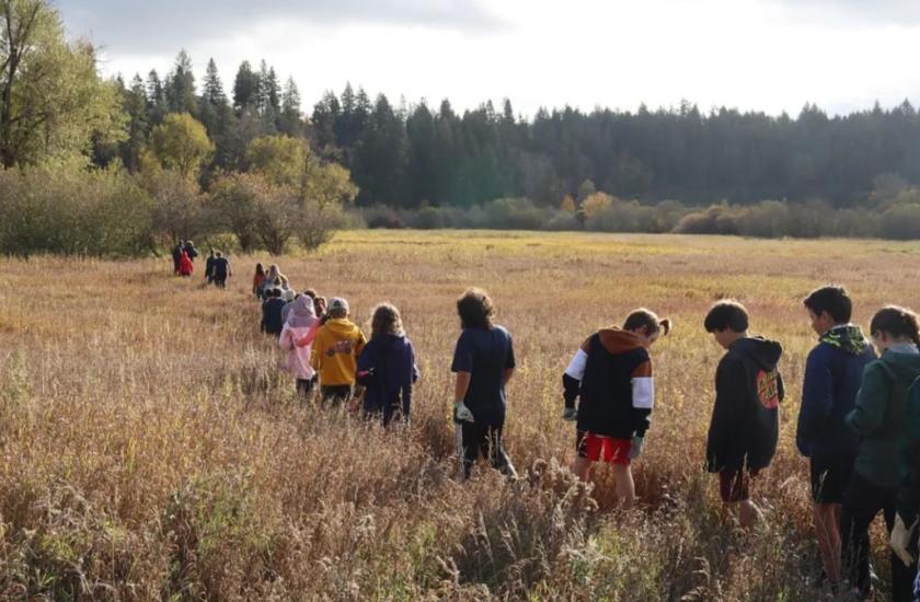 St. George's students during planting day on WDFW lands near Spokane