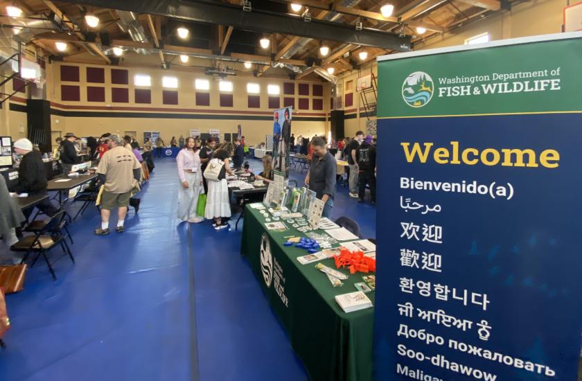 WDFW booth at outreach event in North Puget Sound Region