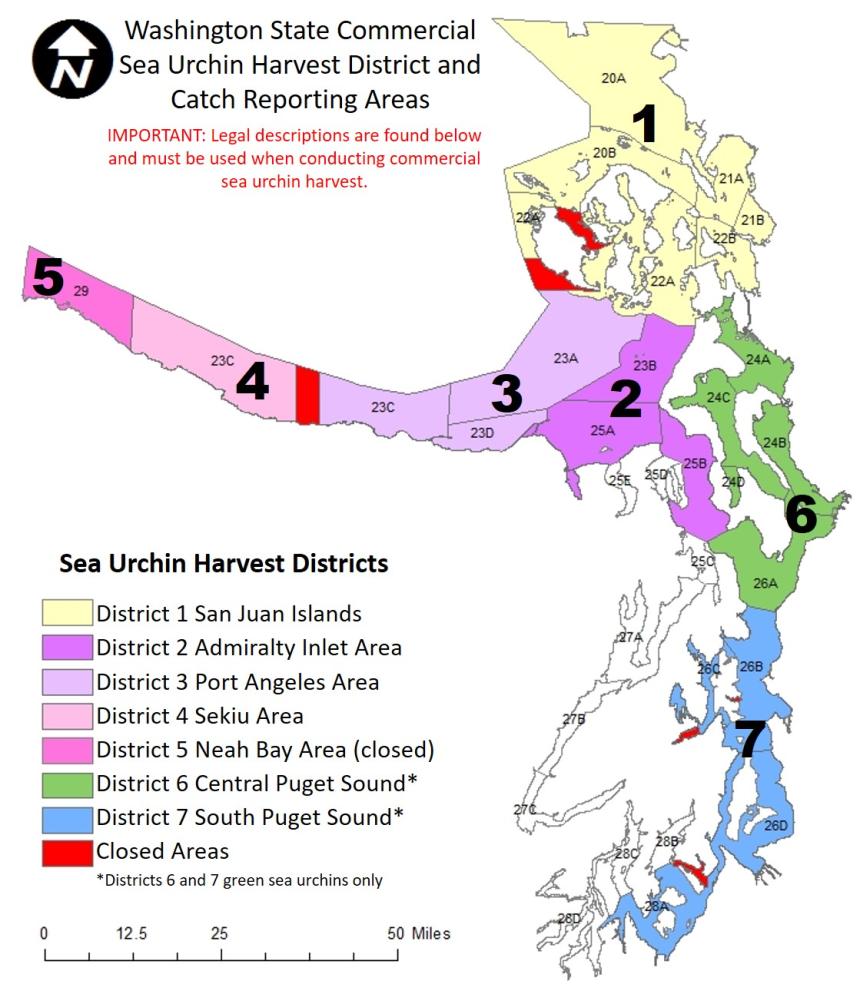 Sea urchin harvest districts