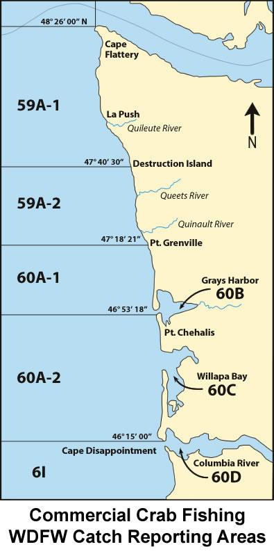 Commercial Crab Fishing WDFW Catch Reporting Areas