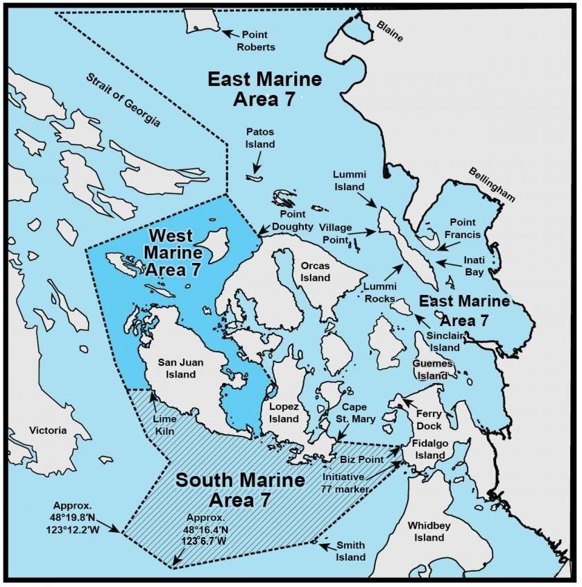 Marine Area 7 shrimp areas map