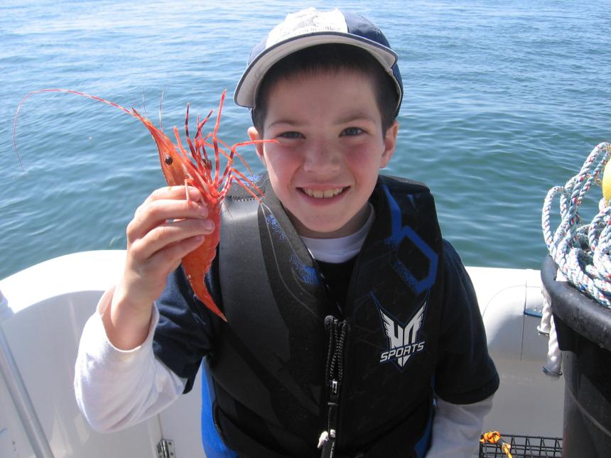 Boy with shrimp