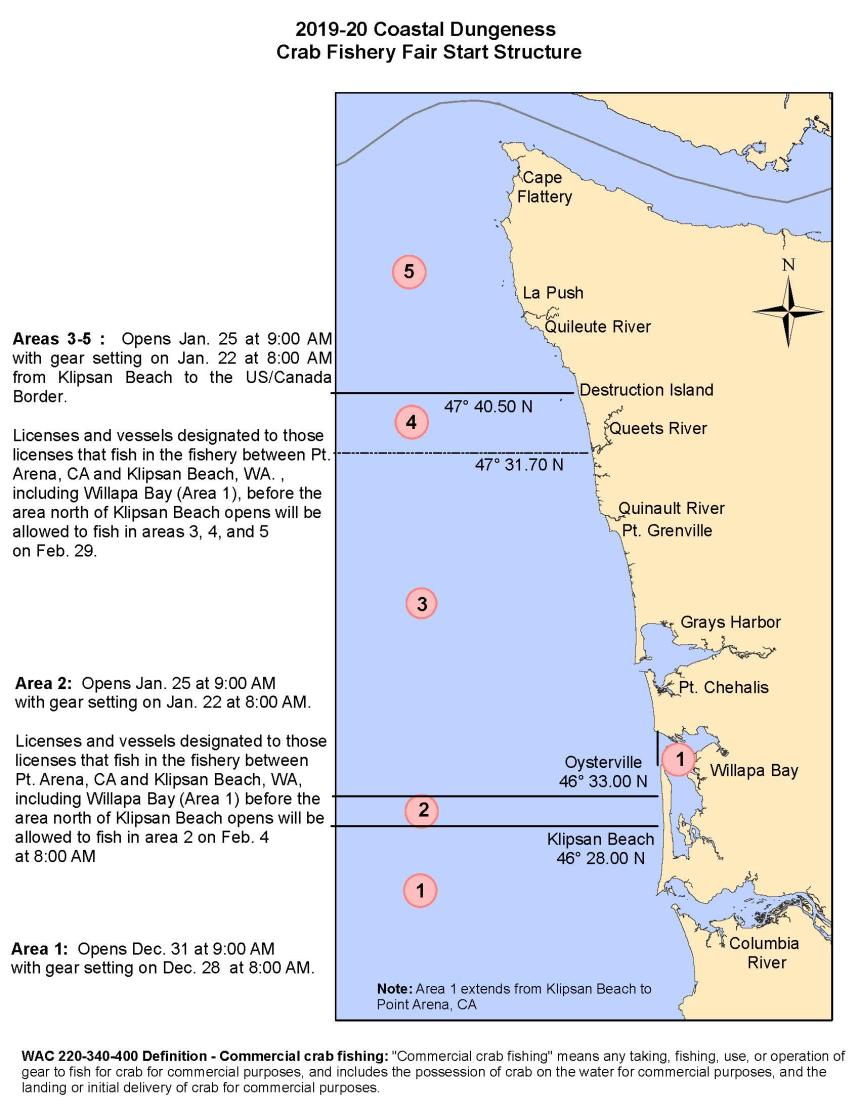 Coastal commercial crab area fishery maps Washington Department of