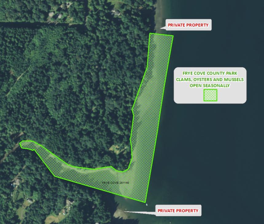 Picture of Frye Cove County Park approximate property boundaries. 