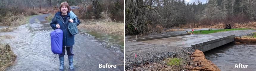 before and after images of culvert replacement
