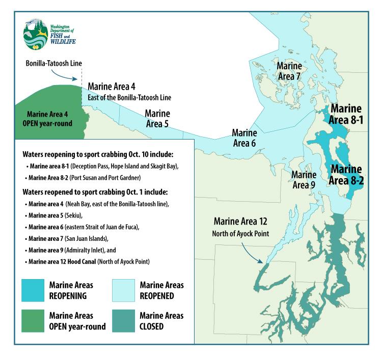 crab open areas as of October 10