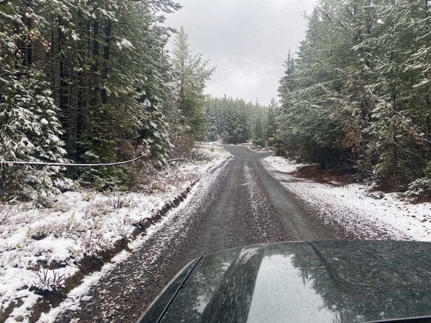 Snowy road in northeast Washington