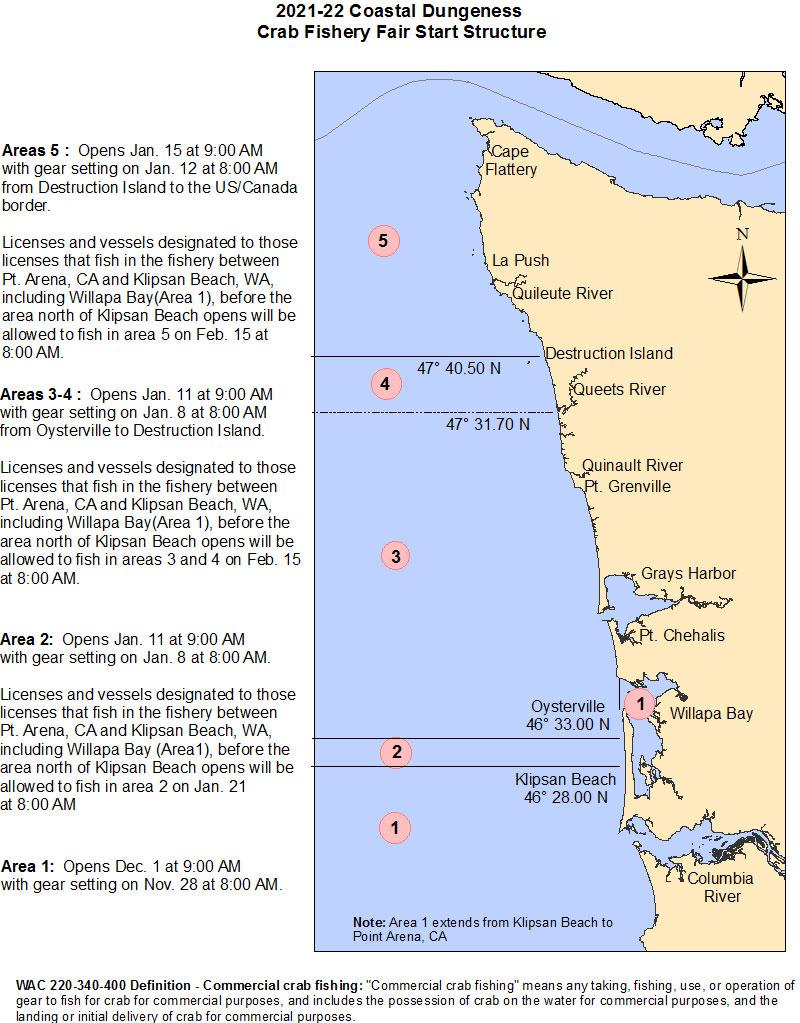 Coastal commercial crab area fishery maps Washington Department of