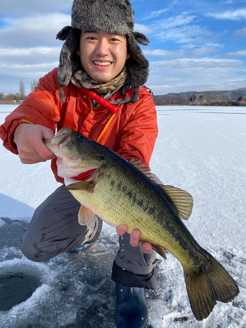 Big bass ice fishing
