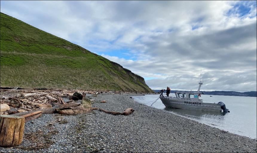 Visiting the spit on Protection Island.