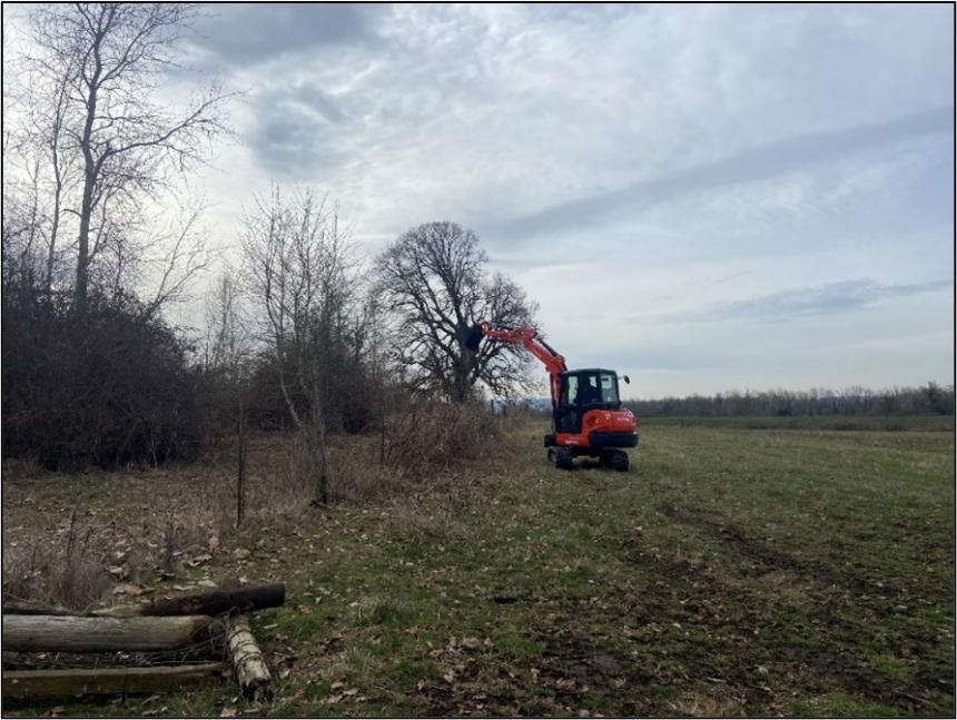 Using a tractor to remove a fence