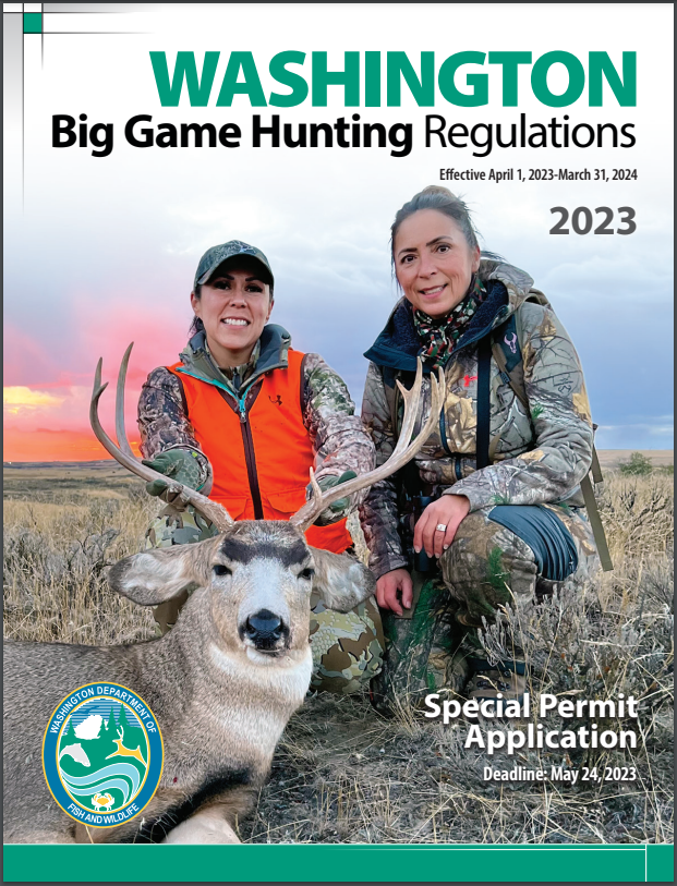 The cover of the 2023 Big Game Hunting Regulations pamphlet