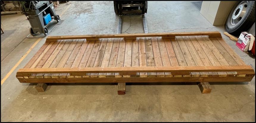 A prefabricated bridge made from wood