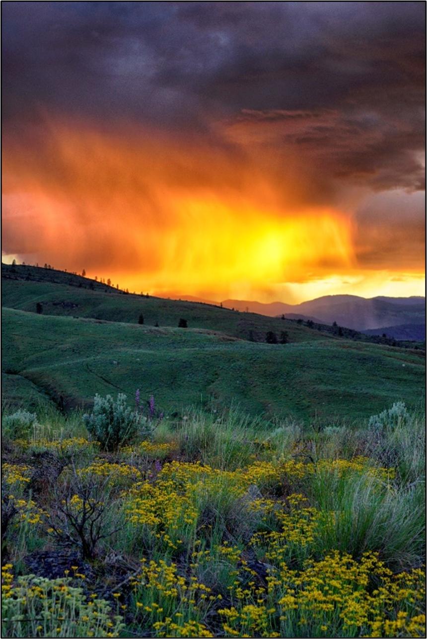 Sun through rain shower over the Tiffanys