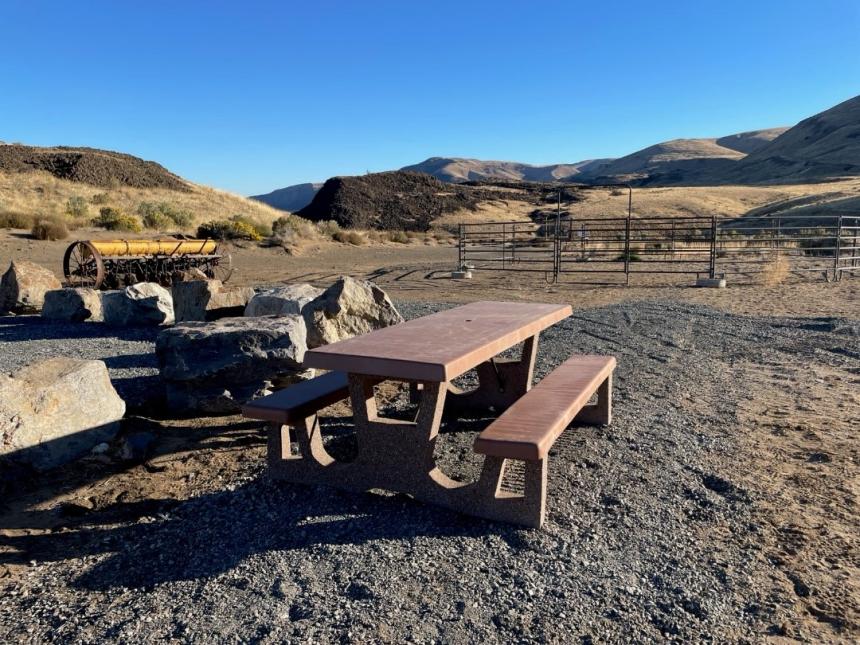 New picnic tables near the Colockum Wildlife Area parking lot.