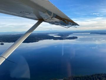 Clear views of the southern Puget Sound and Rainier after a full day of surveying.