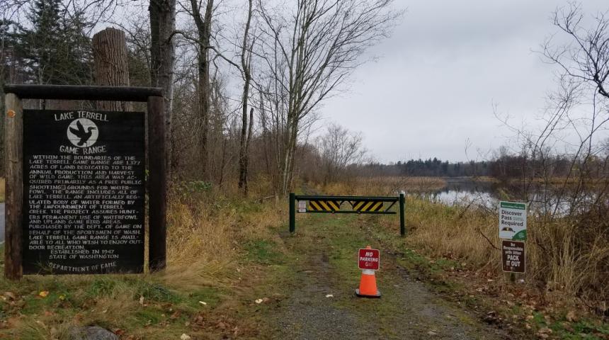 Entrance gate to the Lake Terrell game range