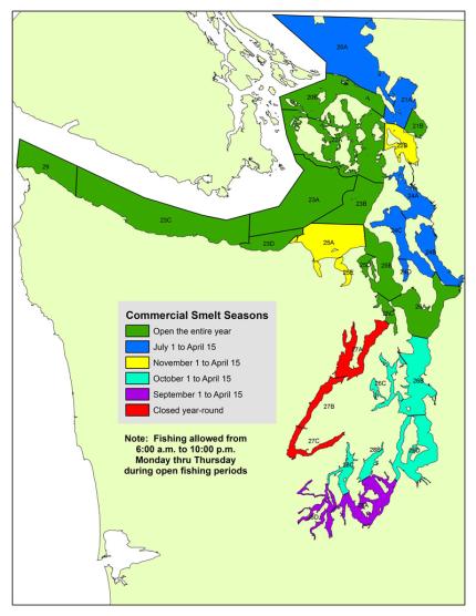 Wdfw Forage Fish Map Commercial Puget Sound Smelt Fishery | Washington Department Of Fish &  Wildlife