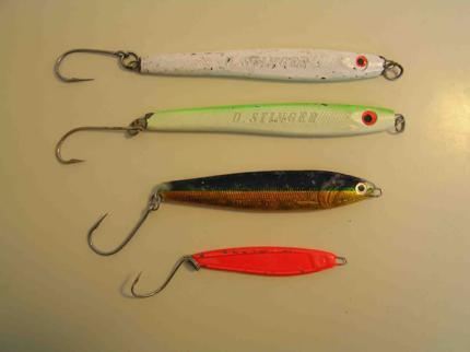 Four different types of salmon jigs