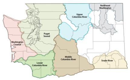 Recovery regions for ESA-listed salmonids