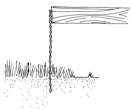 A drawing shows how to install metal cloth to keep rivver otters out from under a porch or house.