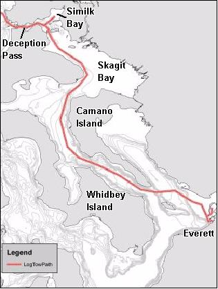 Saratoga Pass log tow routes map