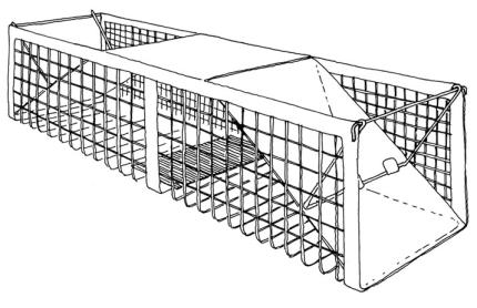 Types of live cage traps used in the study: (a) custom-made trap