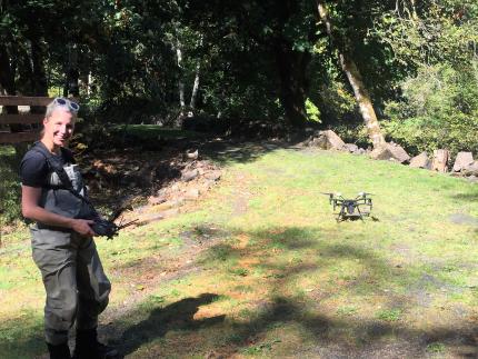 WDFW scientist prepares for a drone flight