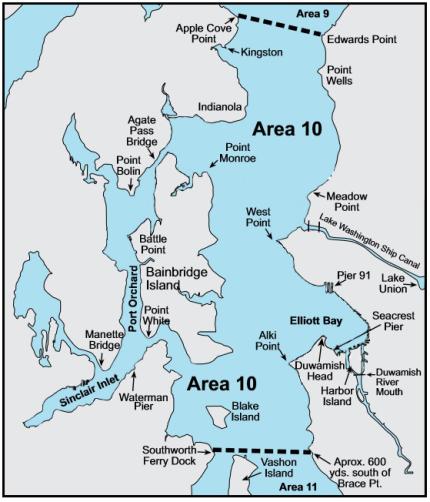Map depicting boundaries of marine area 10