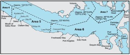 Map depicting the boundaries of marine areas 5 and 6