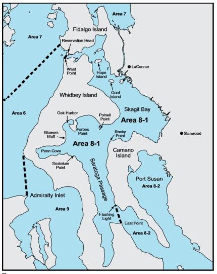 Map depicting boundaries of marine area 8-1