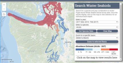 Screenshot of winter seabirds webmap