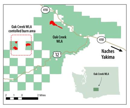 A map of the Oak Creek Wildlife Area in Yakima County