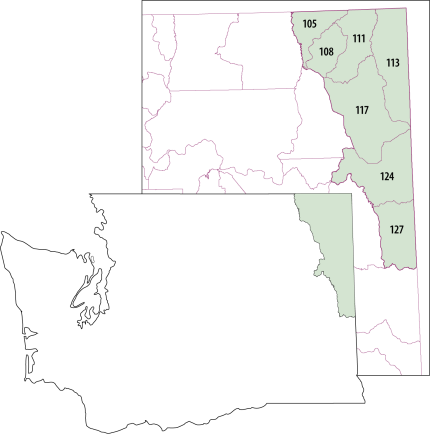 A map of northeast Washington GMUs