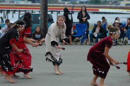 Native American children performing traditional dance