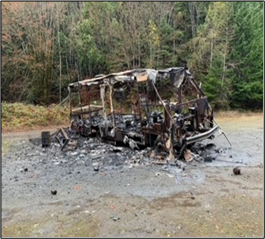 Burned out abandoned motor home