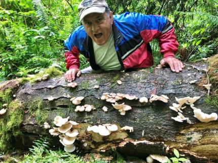 A man on a log
